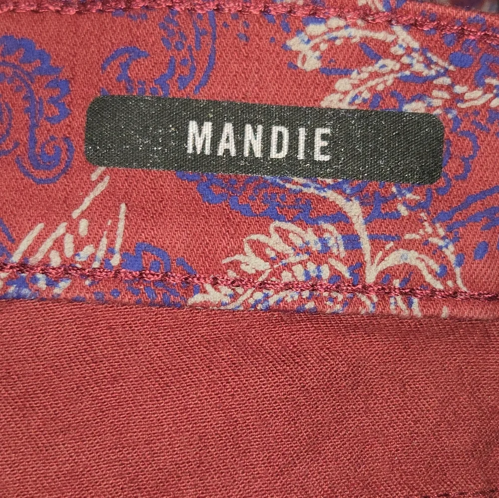 Bandolino Mandie Red Paisley‎ Corduroy High Rise Straight Leg Pants Plus Size 14